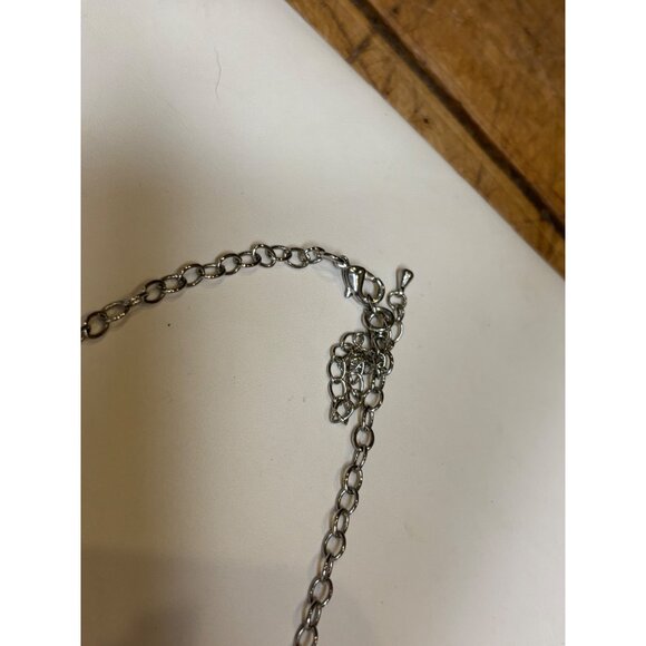 Silver-Tone Textured Double Disc Pendant Necklace With Adjustable Chain - Picture 3 of 8